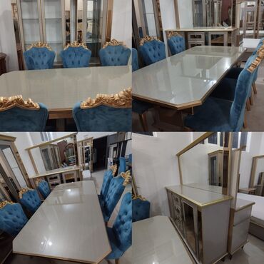 Masa və oturacaq dəstləri: Qonaq otağı üçün, Açılmayan, Dördbucaq masa, 6 stul — 10