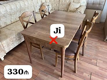stul restoran: Yemək otağı üçün taxta masa və 4 ədəd stul dəsti. - Material: tam — 1