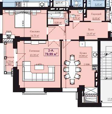 gala group: 2 комнаты, 79 м², Ала-Арча ТРЦ 12 этаж — 2
