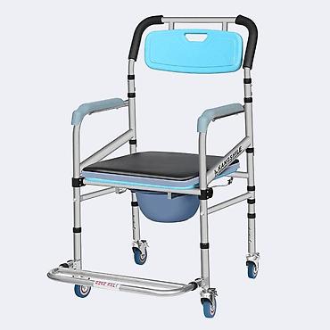 Medicinski nameštaj: Prenosiva toaletna stolica sa točkićima i noćnom posudom - 3-u-1 — 1