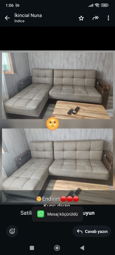 Kreslolar: Künc divan, İşlənmiş, Açılan, Bazalı, Çatdırılma yoxdur