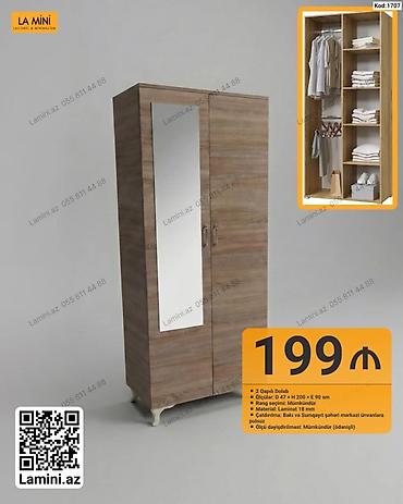 Dolablar: İki qapılı dolab - Ölçülər: D 47 x H 200 x E 90 sm - Material: 18 mm — 1