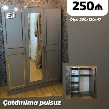 Otaq bitkiləri: Yeni, 3 qapılı Düz dolab, Şifonyer