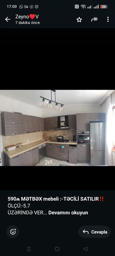 Masalar və oturacaqlar: *590₼ MƏTBƏX mebeli :-TƏCİLİ SATILIR*‼️ ÖLÇÜ:-5.7 ÜZƏRİNDƏ