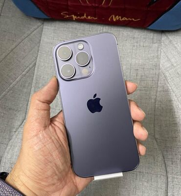 ноутбук в рассрочку: IPhone 14 Pro, Колдонулган, 256 ГБ, Deep Purple, Заряддоочу түзүлүш, Коргоочу айнек, Каптама, 84 %