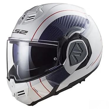 harko koke: LS2 Advant preklopna moto kaciga – grafika bela/siva sa crvenim — 2
