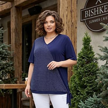 блузку тунику: Блузка, Трикотаж, В горох — 1