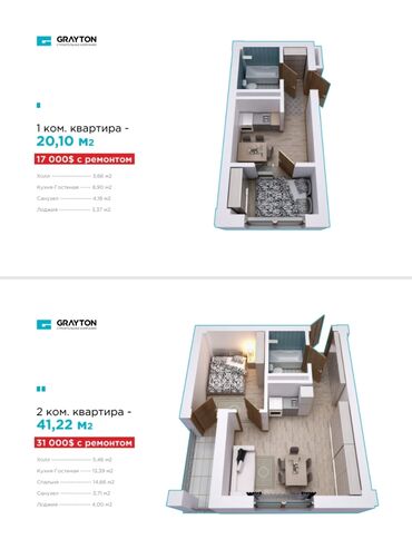 Продам - Кыргызстан: Продается квартира: 2 комнаты, 21 кв. м