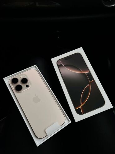 Apple iPhone: IPhone 16 Pro, 128 GB, Desert Titanium, Zəmanət, Barmaq izi, Face ID