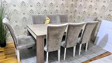 sumqayit stol stul: Qonaq otağı üçün, İşlənmiş, Kvadrat masa, 8 stul — 1