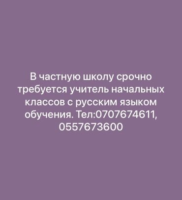 работа школе: Требуется Учитель начальных классов, Частная школа, Менее года опыта