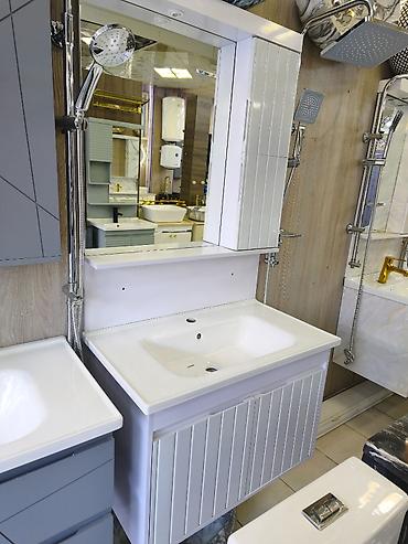 тумба в ванную комнату: Vanna otağı üçün dəst – asma şkaflı lavabo və güzgü paneli - — 1
