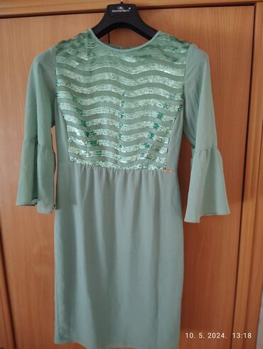 haljina sa čipkom: S (EU 36), color - Turquoise, Evening, Short sleeves