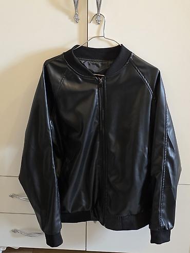 Qara eko‑dəri bomber gödəkçə - Material: parıltılı eko‑dəri (süni