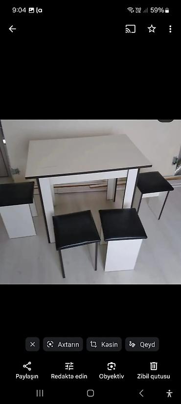 bağ stulu: Mətbəx üçün, Yeni, Açılmayan, Kvadrat masa, 4 stul — 9