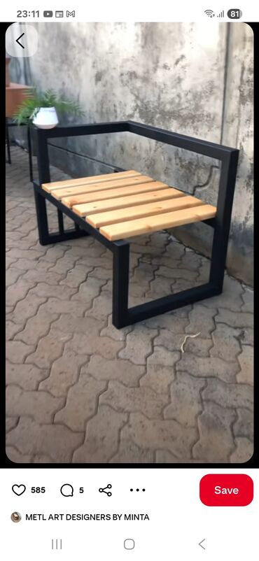 Skameykalar, lavoçkalar: Metall karkaslı skamya - Dizayn: Düz xəttli, arxalıqsız, 4 taxtalı — 31