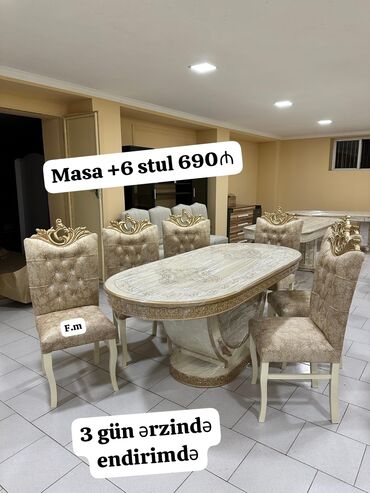 qonaq stol stul: Qonaq otağı üçün, Yeni, Açılmayan, Oval masa, 6 stul