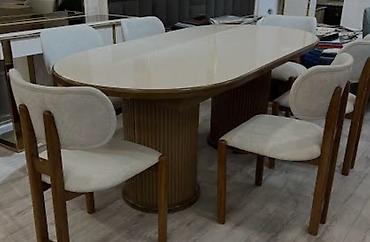 iwlenmiw stullar: Mətbəx üçün, İşlənmiş, Açılmayan, Oval masa, 6 stul — 2