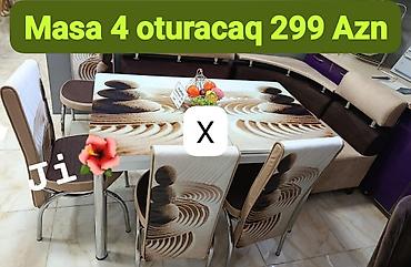 kvars qum: Mətbəx üçün masa və 4 ədəd oturacaq dəsti. Xüsusiyyətlər: - Ölçü — 1