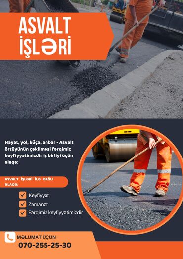 Landşaft işləri: Asvalt örtüyünün çəkilməsi Bakı və rayonlarda yol, küçə, həyət, qaraj — 2