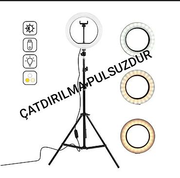 Halqa işıq dəsti – tripodlu, telefon tutacaqlı - 3 işıq rejimi: soyuq