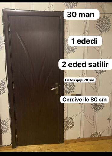 otag qaplari: Məhsul: Otaq qapısı (2 ədəd) - Rəng: tünd qəhvəyi - Material: taxta