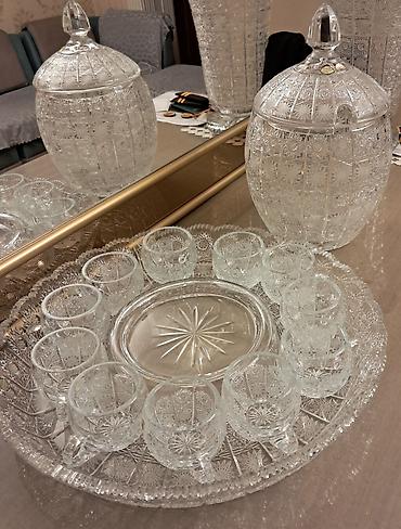 xrustal stekan: Kvars kristal ponç dəsti - Marka: Gold Crystal Orginal Tom. (etiketdə — 8