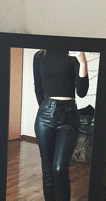 baki lenkeran nece saat: Qadınlar üçün yüksək belli, qara, dəri görünümlü şalvar. - Material — 1