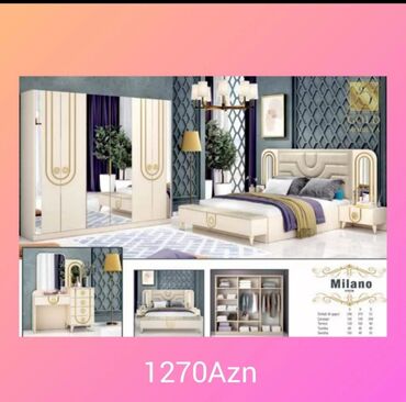 Yataq otağı dəstləri: 2 təknəfərlik çarpayı, Tumba, Dolab, 2 tumba, Azərbaycan, Yeni — 19