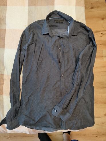 короткая мужская рубашка: Рубашка L (EU 40), цвет - Серый