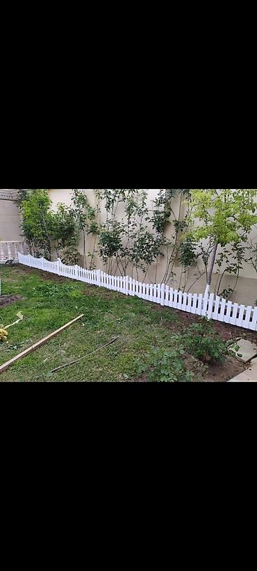 bezek bitkisi: Ağ rəngli dekorativ bağ hasarı - Material: möhkəm plastik/kompozit — 1