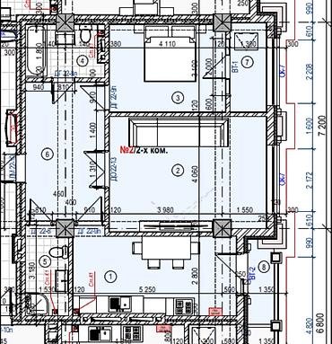 палисад 2025: 2 комнаты, 75 м², Асанбай мкр Элитка, 5 этаж, ПСО (под самоотделку) — 3