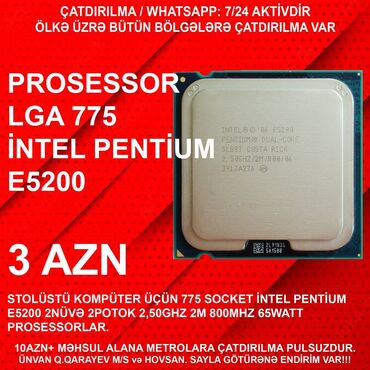 Operativ yaddaş (RAM): Prosessor Intel Pentium İntel Pentium Dual Core, 3-4 GHz, 2 nüvə, İşlənmiş