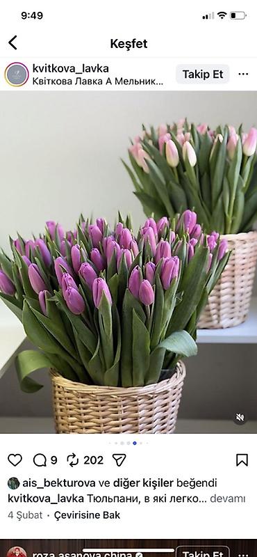 Букеты из живых цветов: Оптом и розницыбукеты тюльпанов - Состав: свежесрезанные тюльпаны — 5