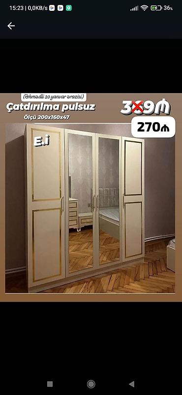 bellona nə deməkdir: Məhsul: 4 qapılı qarderob şkafı - Ölçü: 200 x 160 x 47 sm - Material — 1
