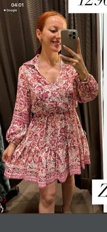 Açıqcalar: Etiketli teze Zara, uzunqol, güllü printli don
M razmer — 2