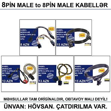 komputer ekran: 4/6/8/12/24pin/Molex/SATA Kabellər 📍Ünvan: Bakı şəh, Suraxanı ray — 6