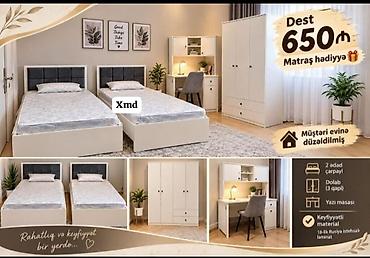 Uşaq/yeniyetmə otağı üçün tam mebel dəsti Dəstin tərkibi: - 2 ədəd