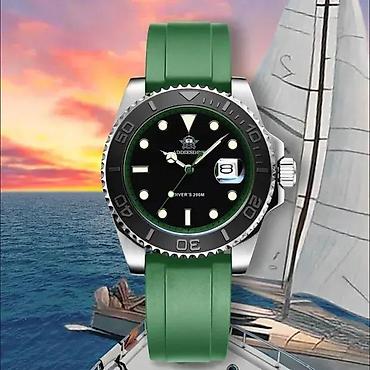 Ručni satovi: ADDIESDIVE AD2040 - 41mm -Zelena- Rolex YACHT-MASTER Homage Potpuno — 5