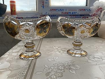 xonca konfetleri: Kəsmə naxışlı kristal şirniyyat qabları (2 ədəd) - Material: qalın — 4