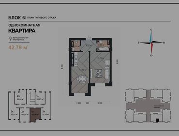 недостроенный дом: 1 бөлмө, 43 кв. м, Элитка, 7 кабат, ПСО (өзү оңдоп түзөтүп бүтүү үчүн)