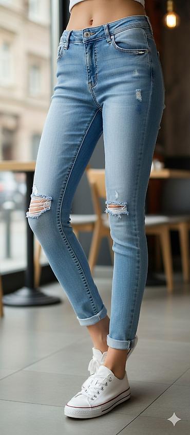 deichmann mini boots: Ženske skinny farmerke – svetlo plave - Kroj: uz telo (skinny) — 1