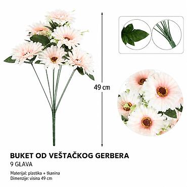 KMT 9 mali roze 711081 Buket od veštačkog gerbera – 9 glava, u nežnoj