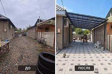 Монтаж навесов и устройство мощения тротуарной плиткой “под ключ” Что