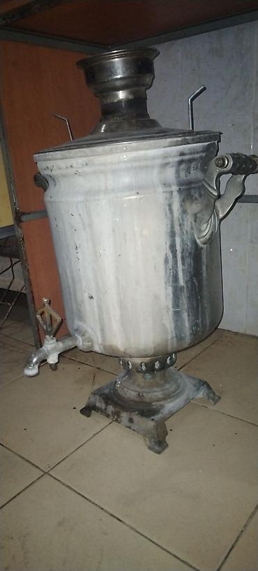 samovar 10 litre: Köhnə tipli metal samovar – kömür/odunla işləyən model, tam əla — 4