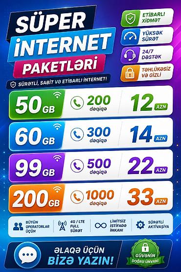 Süper internet paketləri – sürətli, sabit və etibarlı internet!