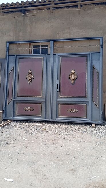 Həyət darvazaları: Dəmir Həyət darvazası, Yana açılan, Mexaniki, Qapı ilə, rəng - Qara — 28