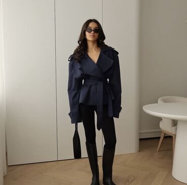 сумка мужская через плечо: ZARA Женская укороченная куртка‑тренч, темно‑синяя утепленная версия