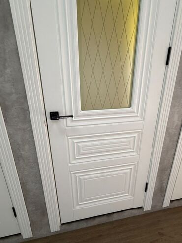 дверь внутренняя: Ички эшик айнек менен, МДФ, Боёлгон, түсү - Ак