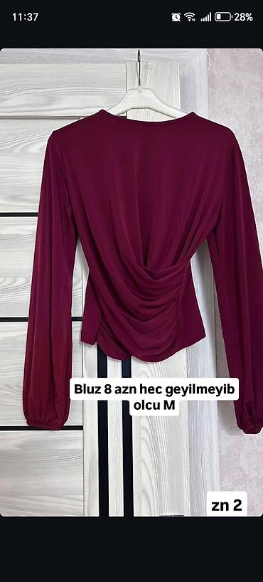 Köynək və bluzalar: Bordo rəngli qadın bluzu - Ölçü: S - Qiymət: 8 AZN (şəkildə — 1
